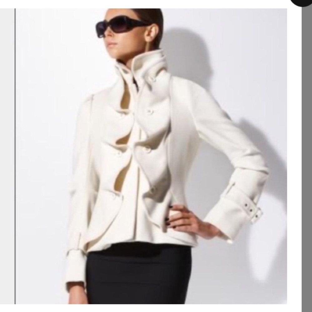 BCBG Maxazria wool ruffle coat